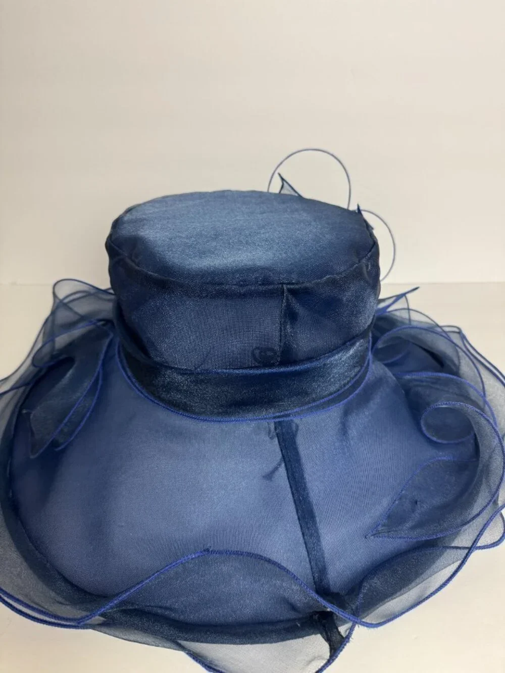 Elegant Derby Dress Hat Bow Blue Adjustable